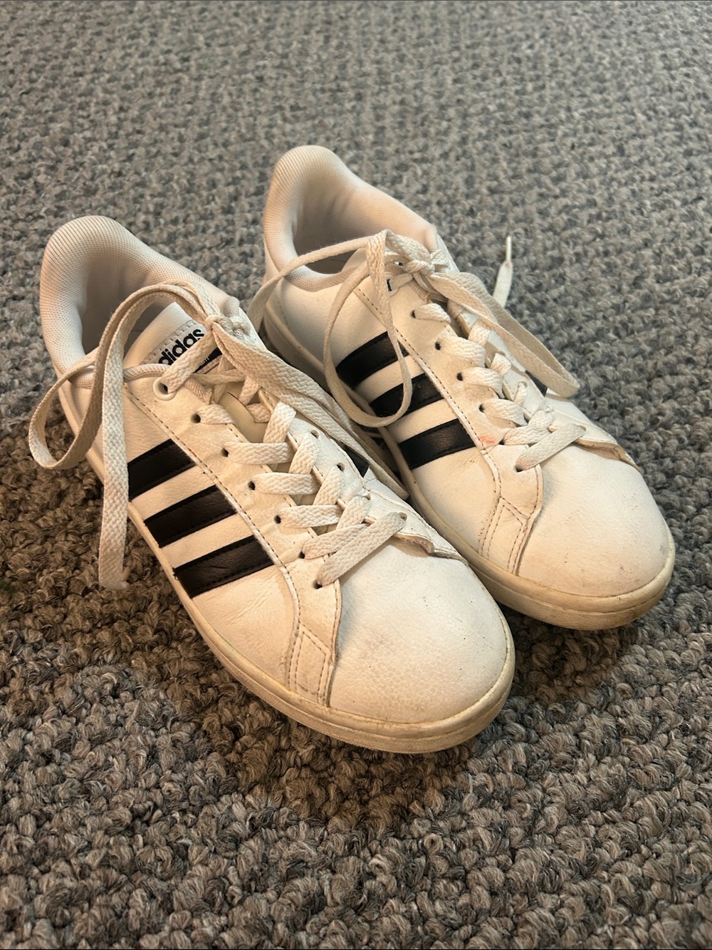 adidas White Sneakers with Black Three-Stripes